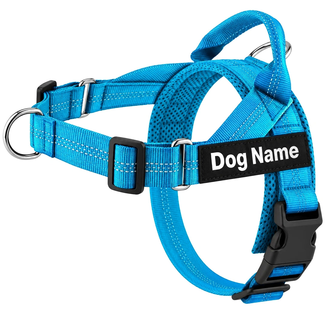 Personalized Lightweight Dog Harness with Name Patch — XS / Blue